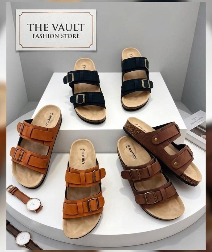 BROWN TRIPPLE BUCKLE SANDLES