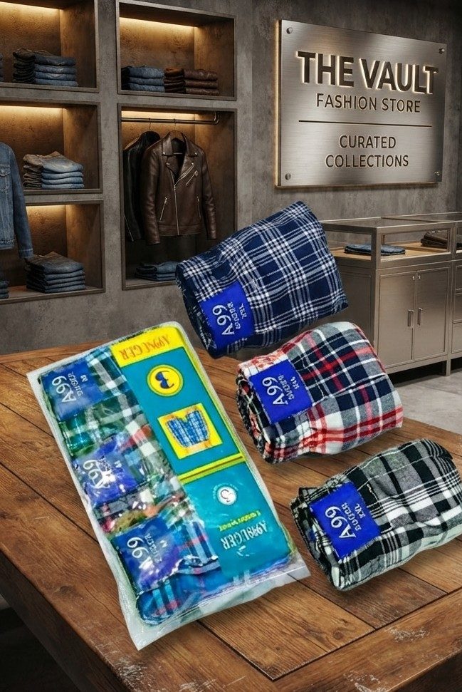 BOXERS 1X3 PACK CHITENGE/CHECKED MATERIAL