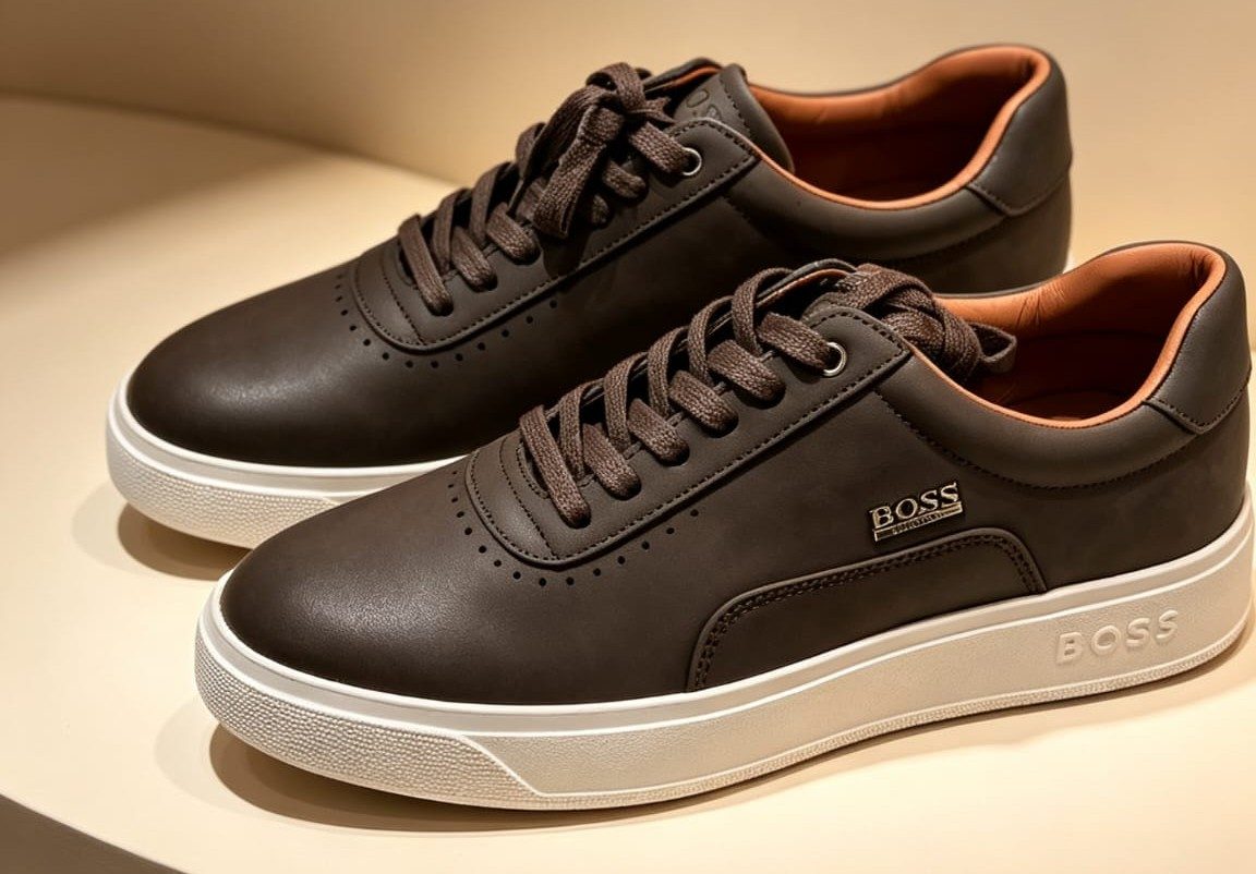 BOSS LEATHER SNEAKERS BROWN