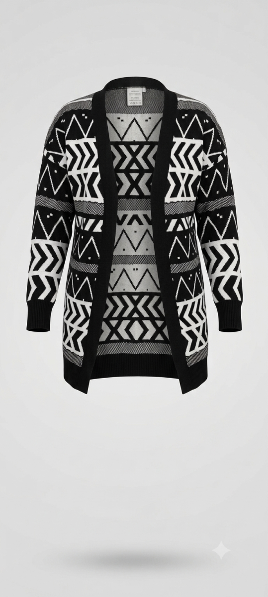 Monochrome Cardigan (Aztec Print)